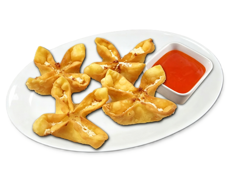 Cheese wontons with dipping sauce