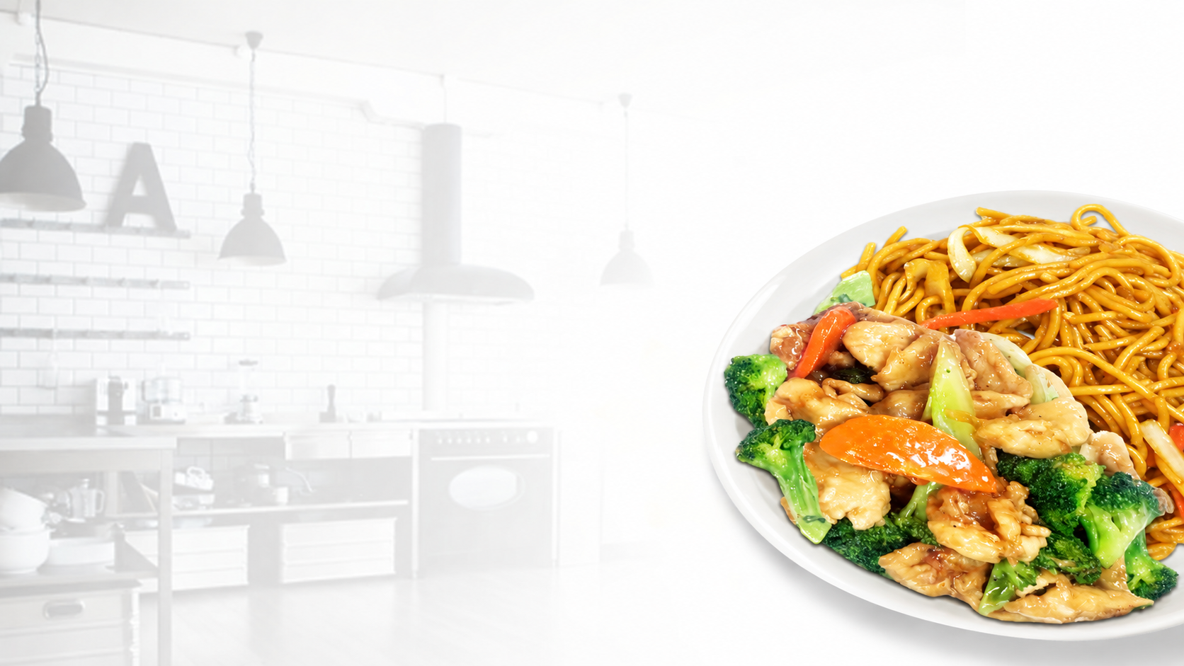 China Max Combo A with chicken, broccoli, and lo mein